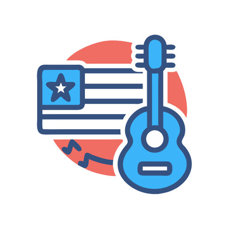American country music icon with acoustic guitar vectorのイラスト素材