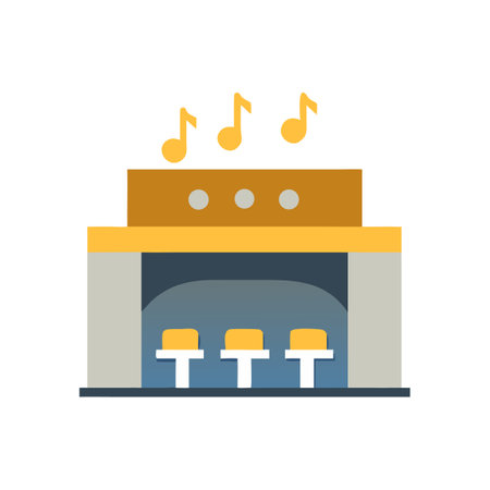 Organ with Music Notes Icon on Black Backgroundのイラスト素材