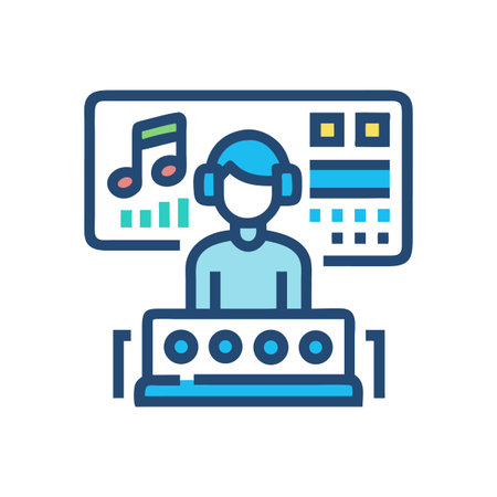 DJ icon. Electronic music and sound mixing illustrationのイラスト素材