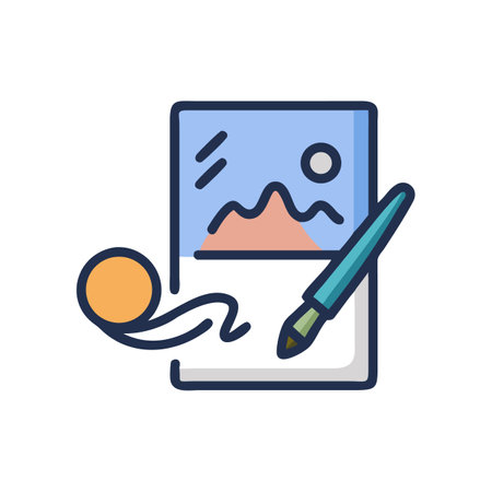 Artistic creation illustration icon with painter and canvasのイラスト素材