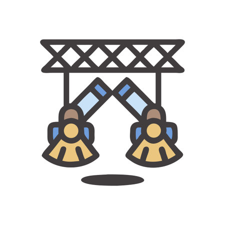 Concert stage lighting rig icon, theater equipment spotlightのイラスト素材