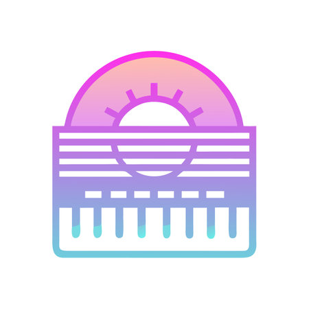 Modern Synthwave Sunrise Illustration with Gradient Colorsのイラスト素材