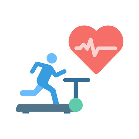 Treadmill Exercise with Heart Rate Monitor, Fitness Conceptのイラスト素材