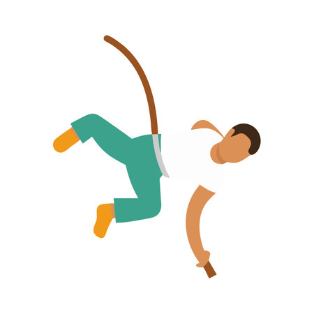 Man Swinging on Vine Flat Vector Illustrationのイラスト素材