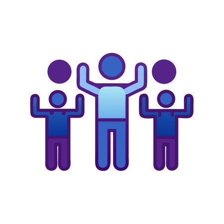 Group of People Celebration Icon in Blue and Purpleのイラスト素材
