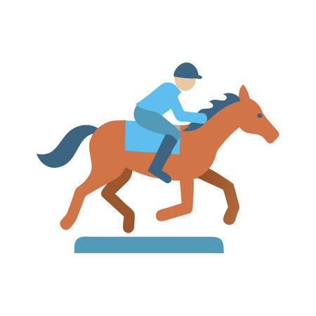 Flat vector image of a jockey on horsebackのイラスト素材