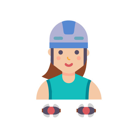 Cartoon roller skater with helmet on black backgroundのイラスト素材