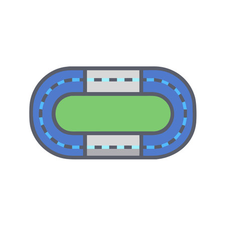 Athletic running track, stadium field, sport arena, illustrationのイラスト素材