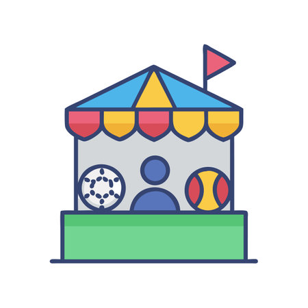 Carnival game booth icon, fairground stall illustration vectorのイラスト素材