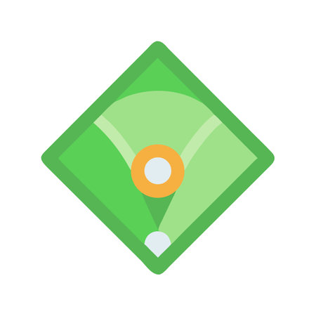 Cartoon Baseball Field Diagram: Diamond Shape, Green Fieldのイラスト素材