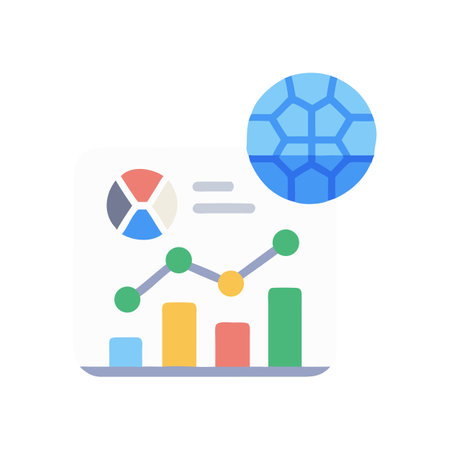 Colorful business data charts and graph illustration iconのイラスト素材
