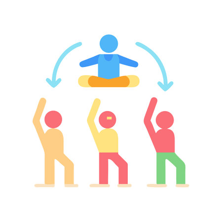 Meditation Leader Inspires Followers, Leadership Icon Illustrationのイラスト素材