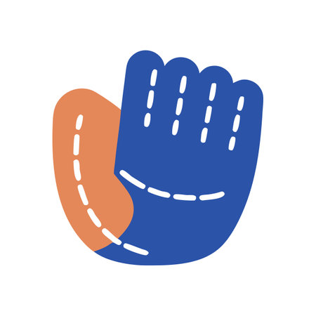 Stylized Blue and Orange Baseball Glove Illustrationのイラスト素材