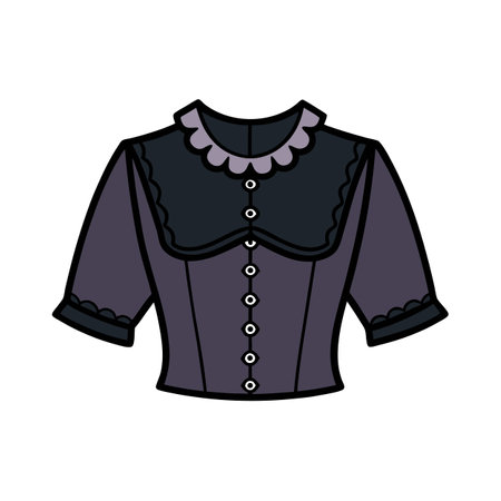 Stylish Gothic Blouse with Scalloped Collar Illustrationのイラスト素材
