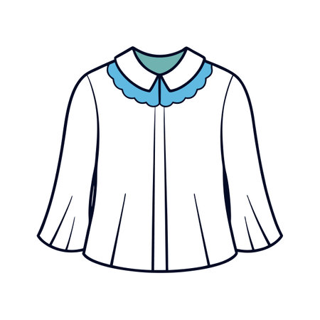White blouse with light blue scalloped Peter Pan collarのイラスト素材