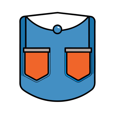 Blue pouch with orange pockets, cartoon style illustrationのイラスト素材