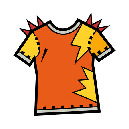 Fun Punk Cartoon T-Shirt with Spikes Vector Illustrationのイラスト素材