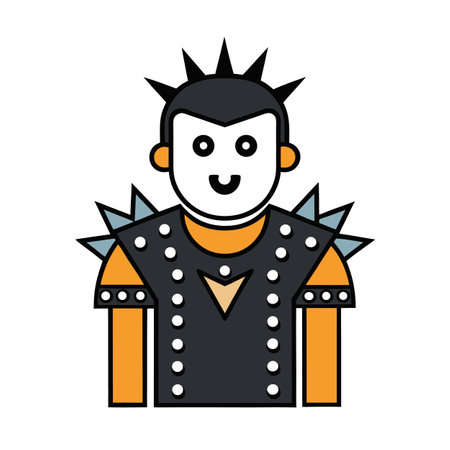 Cartoon punk rocker with spiked hair and jacketのイラスト素材