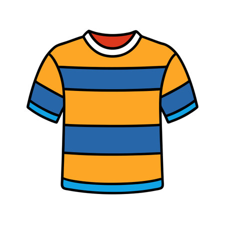 Striped T-shirt in orange and blue colorのイラスト素材