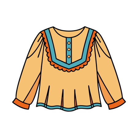 Decorative Women's Blouse Illustration with Long Sleeves, Buttonsのイラスト素材