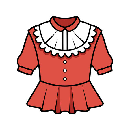 Cute Red Dress with White Collar Illustration Vectorのイラスト素材