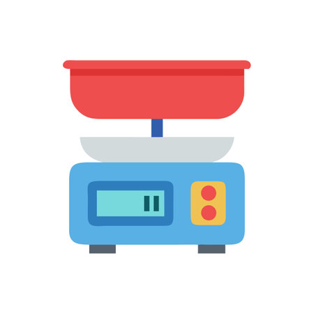 Digital Kitchen Scale with Tray Vector Illustration Iconのイラスト素材