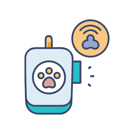 Smart pet GPS tracker with paw and wifiのイラスト素材