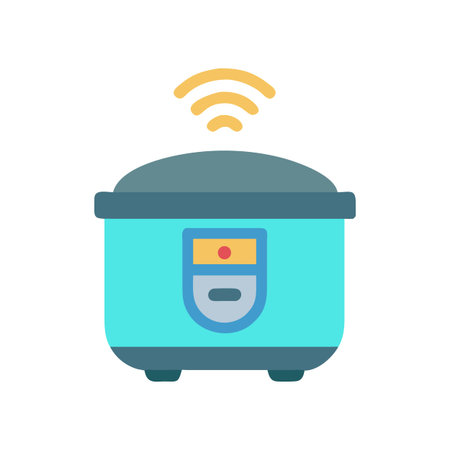 Smart rice cooker illustration with Wifi signal iconのイラスト素材