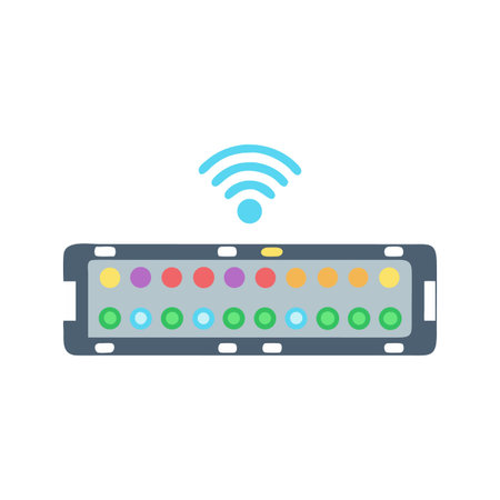Modern Wireless Router Device with Color Apps Icons