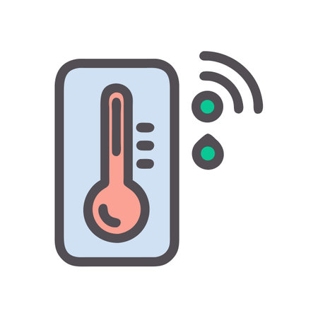 Smart Thermometer Illustration: Temperature Monitoring with Wireless Connectivityのイラスト素材