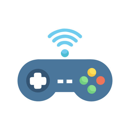 Wireless game controller illustration on black background, vector design