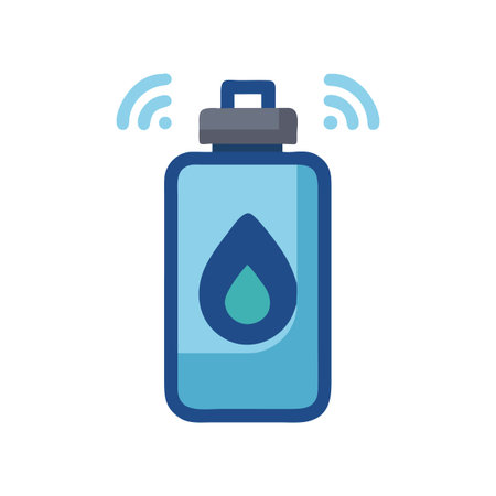 Smart Water Bottle: Icon of Hydration with Connectivityのイラスト素材
