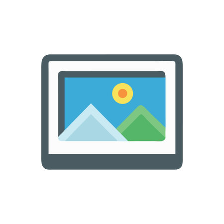 Simple digital photo frame of mountains and sun