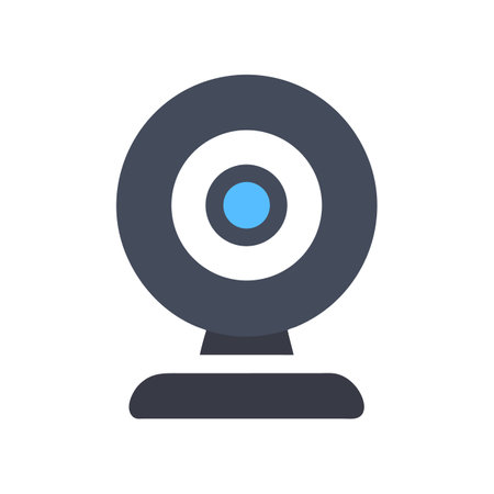Webcam flat icon on black background illustration designのイラスト素材