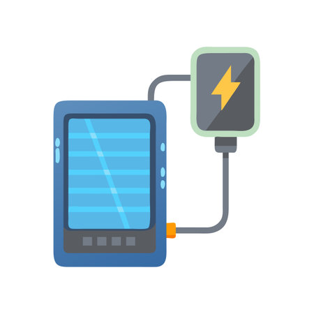 Tablet Charging Flat Design Illustration on Black Backgroundのイラスト素材