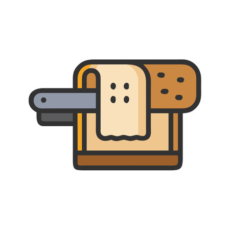 Retro Toaster with Bread Vector Art Illustrationのイラスト素材