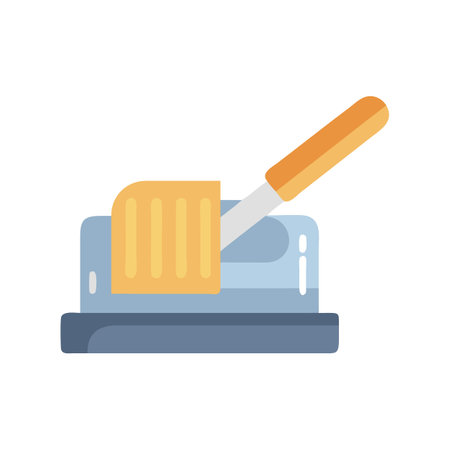 Butter dish and knife icon, flat design vectorのイラスト素材