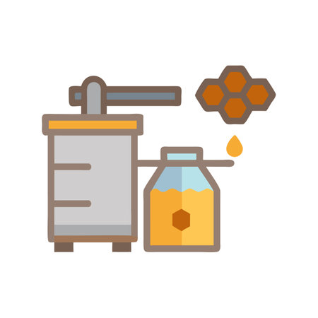 Honey extraction machine with jar and honeycomb vectorのイラスト素材