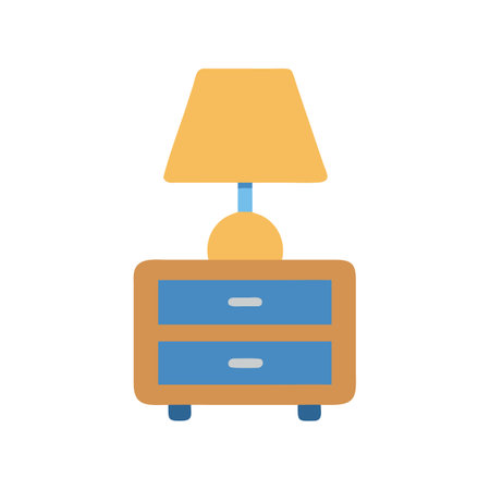 Cartoon Nightstand with Lamp Vector Image Illustrationのイラスト素材