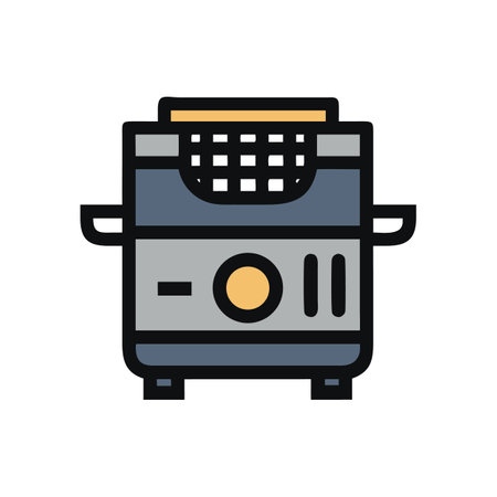Retro Deep Fryer Illustration on Black Backgroundのイラスト素材