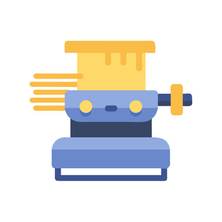 Vintage blue and yellow pasta maker machine illustrationのイラスト素材