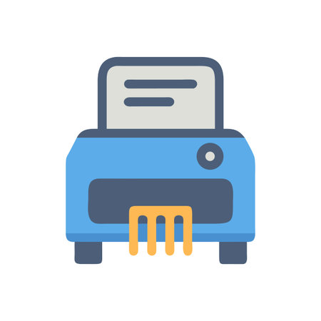 Blue Office Printer Vector Illustration on Black Background