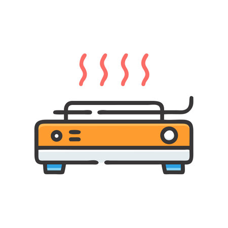 Hot plate icon illustration with heat waves designのイラスト素材
