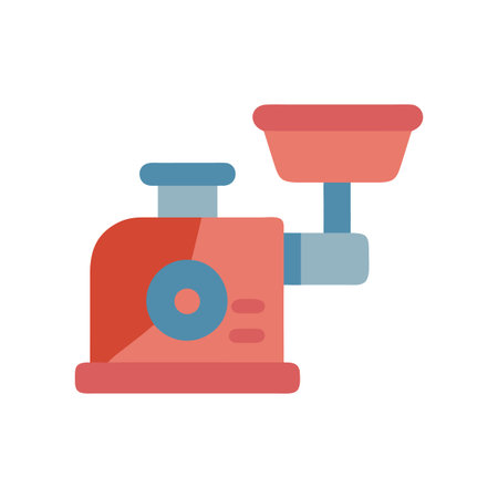 Modern Meat Grinder Icon in Coral and Blue