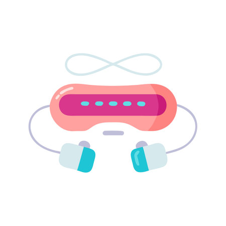 Funky VR Goggles with Headphones, on Black Backgroundのイラスト素材