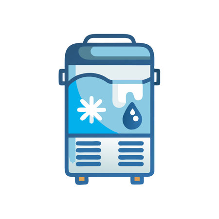 Blue water dispenser with snowflake, ice, and drop iconのイラスト素材