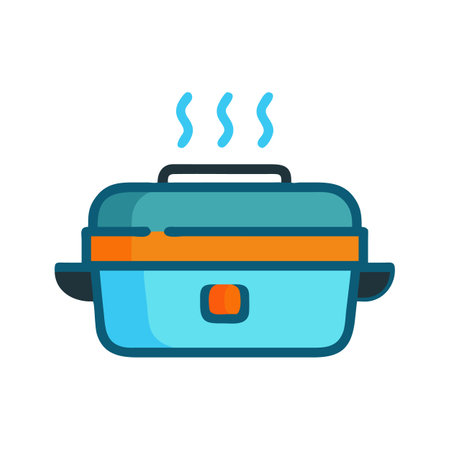 Electric Skillet Icon, Hot Food Preparation Tool Conceptのイラスト素材