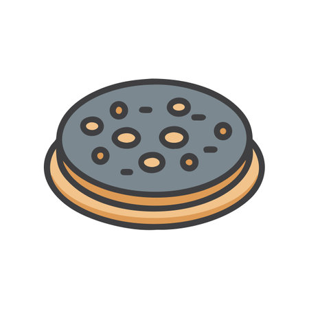 Grey Pancake Isolated Illustration On Black Background Vectorのイラスト素材
