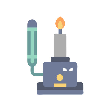 Cartoon Bunsen burner in flat vector design styleのイラスト素材