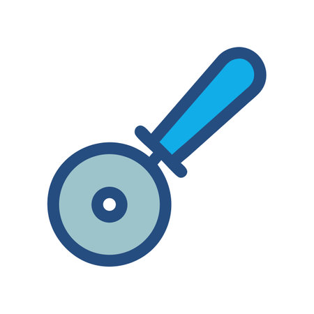 Blue Pizza Cutter Isolated Against A Black Backgroundのイラスト素材